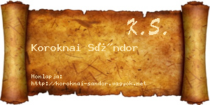 Koroknai Sándor névjegykártya