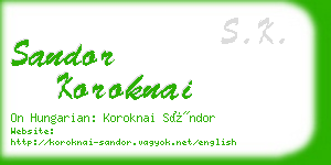 sandor koroknai business card